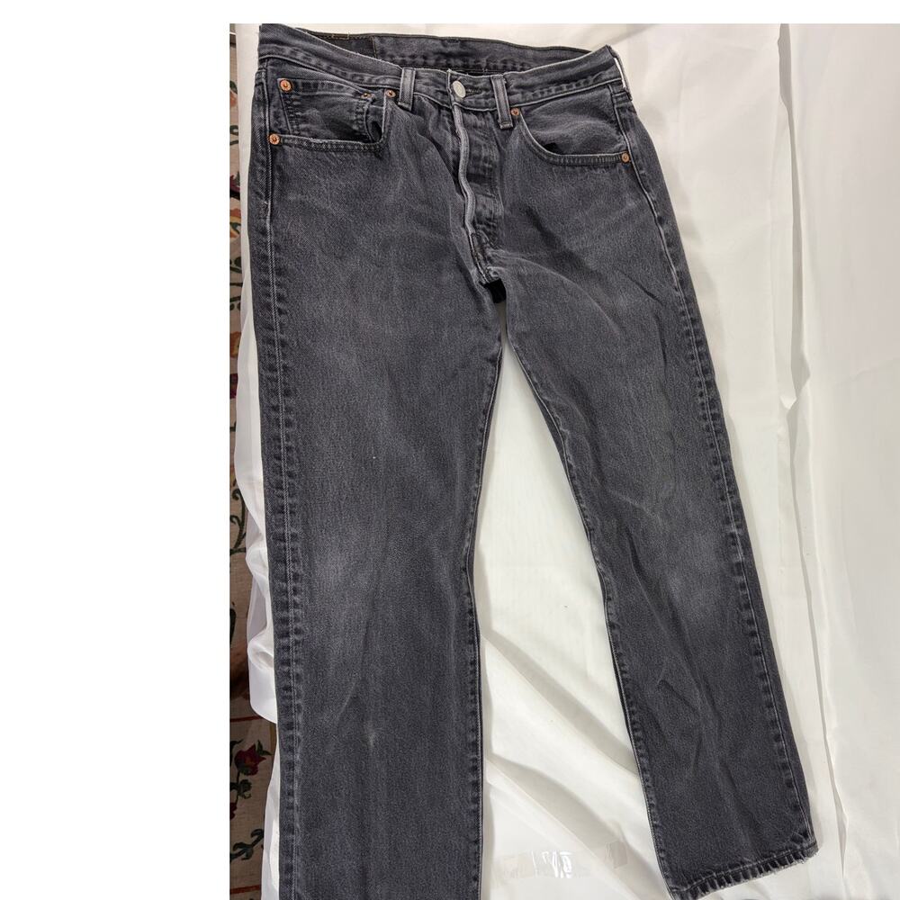 Levi's 501 Men's Jeans 32x30 Faded Gray Black Straight Leg Button Fly